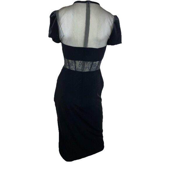 NWT Mac Duggal 20742 Velvet Lace Cut Out Corset Cocktail Dress Lingerie 90s Styl - Picture 2 of 4